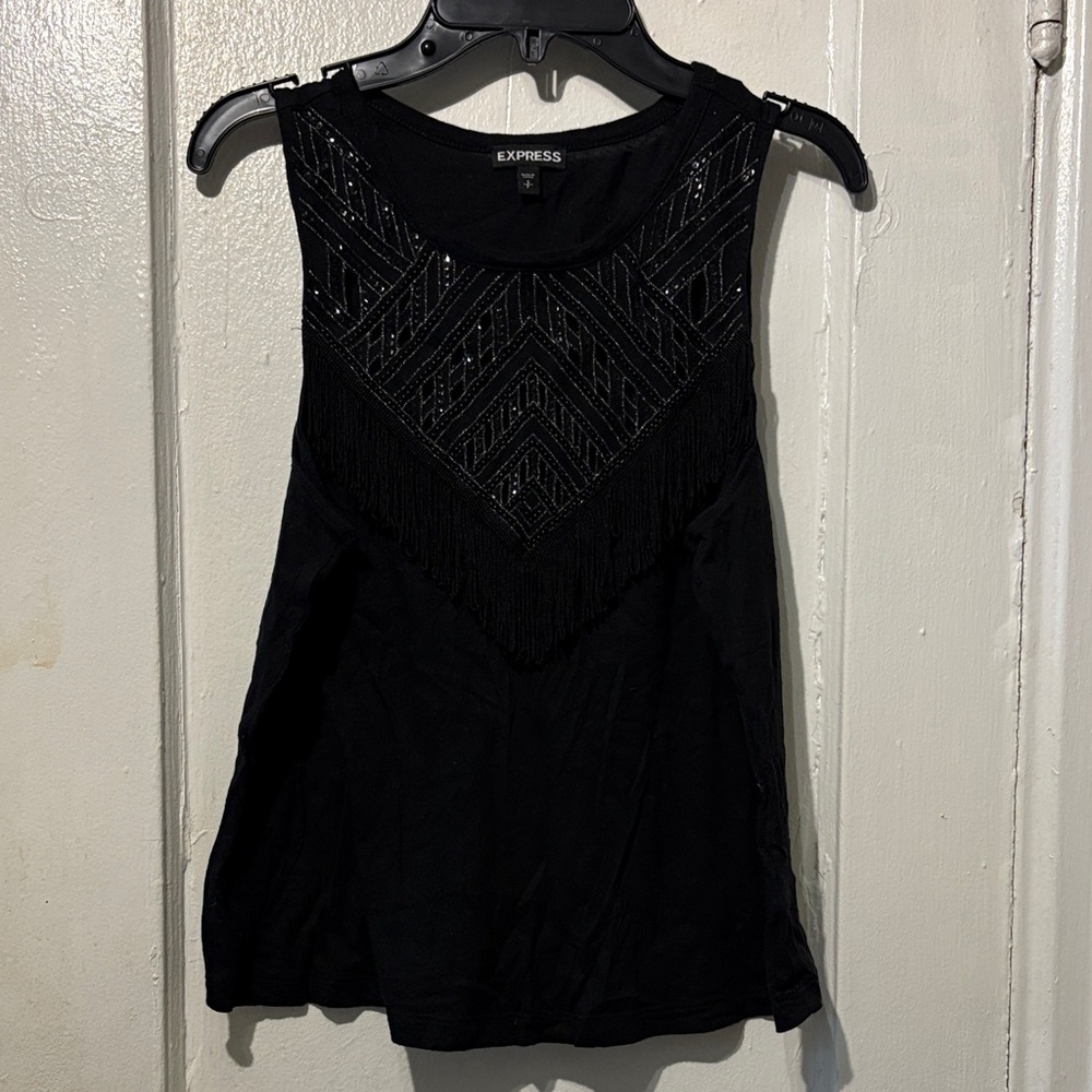 Express Black Beaded Tank Top